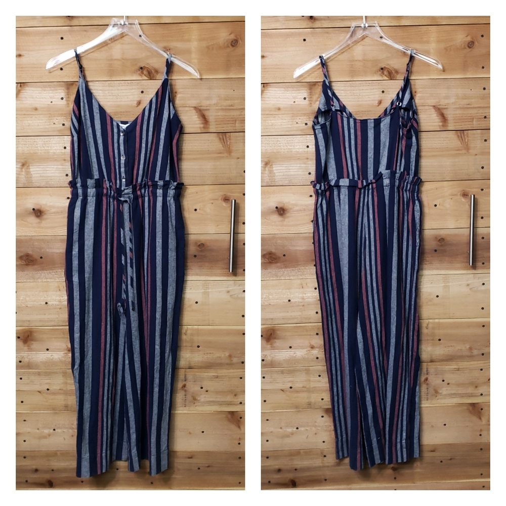 NWT Splendid Crosshatch Striped Tie Waist Jumpsuit
